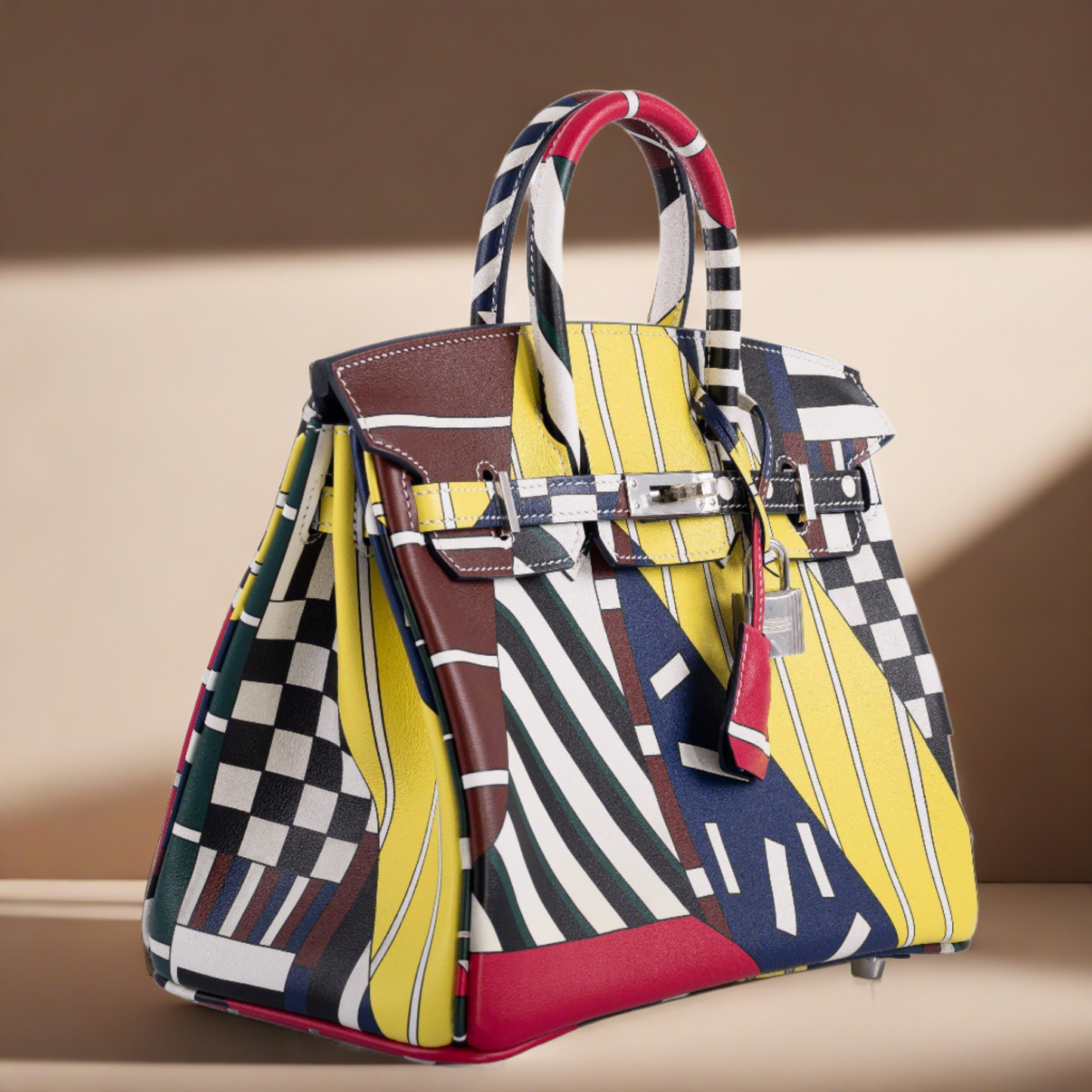 Hermès Birkin 25 "One Two Three And Away We Go!" Limited Edition By Nigel Peak Multicolor Swift Leather Palladium Hardware