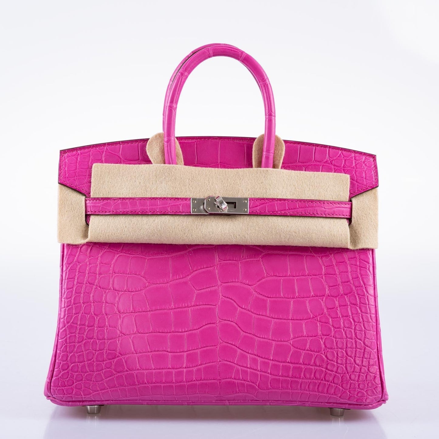 Hermès Birkin 25 Rose Shocking Matte Alligator Palladium Hardware