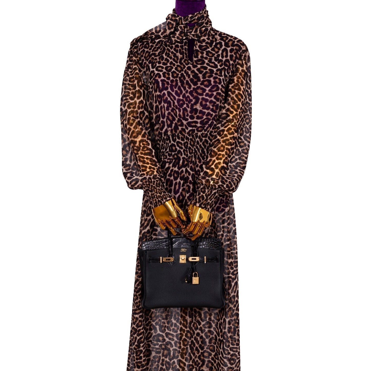 Hermès Birkin 25 Touch Black Togo and Matte Alligator Gold Hardware