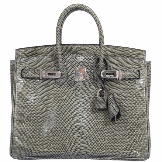Hermès Birkin 25 Vert De Gris Salvator Lizard Palladium Hardware - Rare