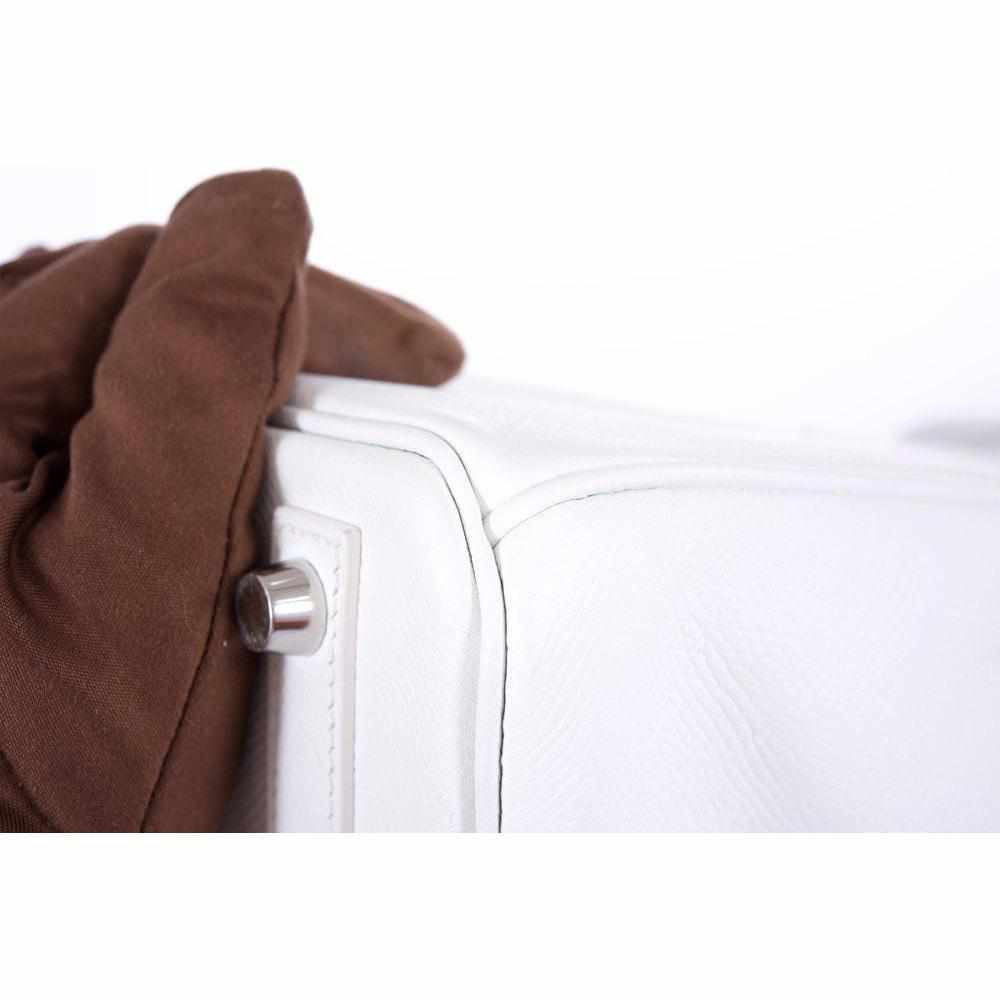 Hermès Birkin 25 White Epsom Palladium Hardware
