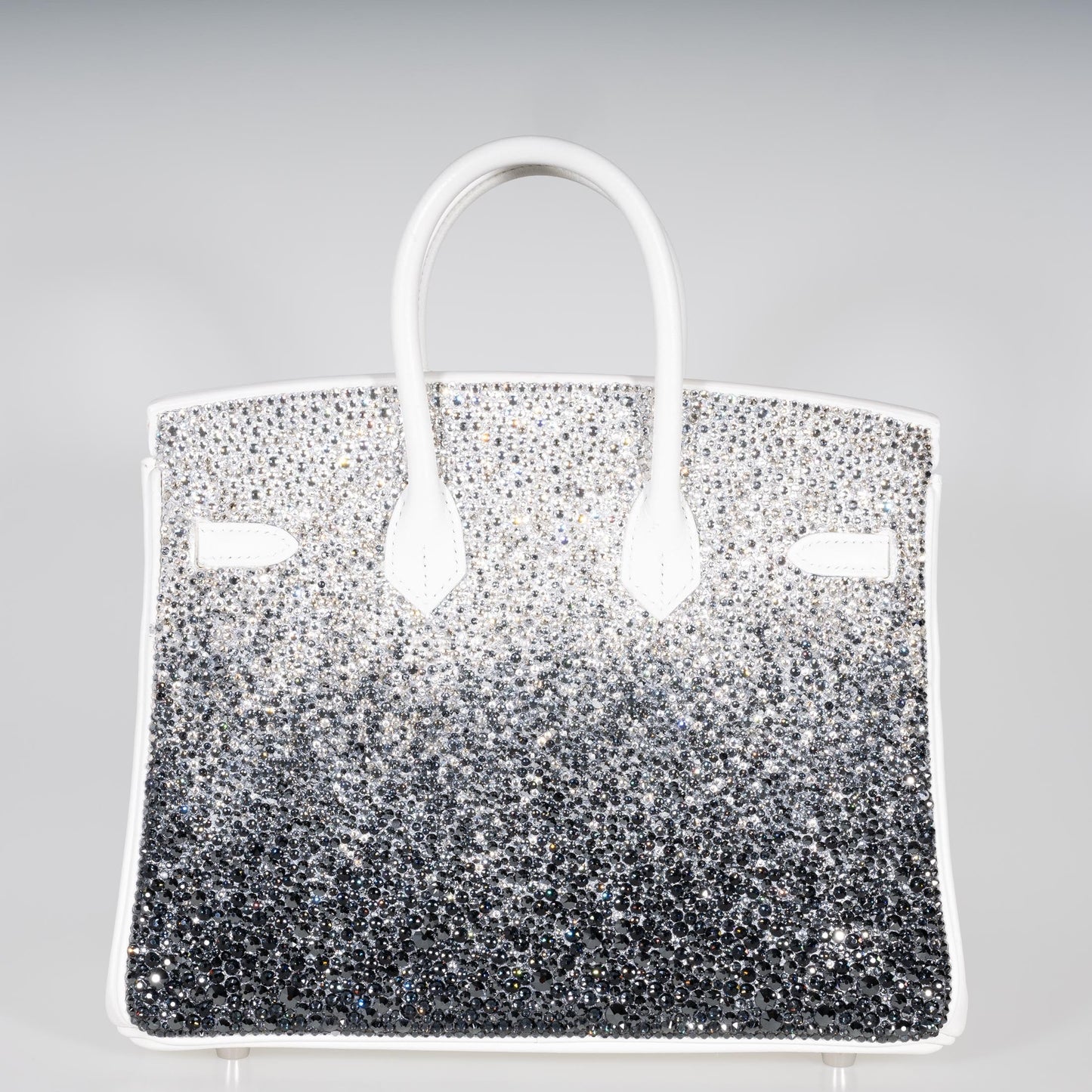 Hermès Custom Swarovski Crystal Birkin 25 White Epsom Palladium Hardware