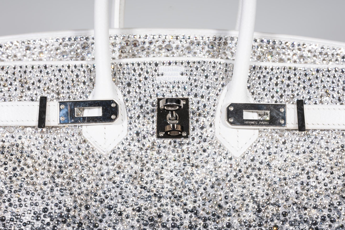 Hermès Custom Swarovski Crystal Birkin 25 White Epsom Palladium Hardware