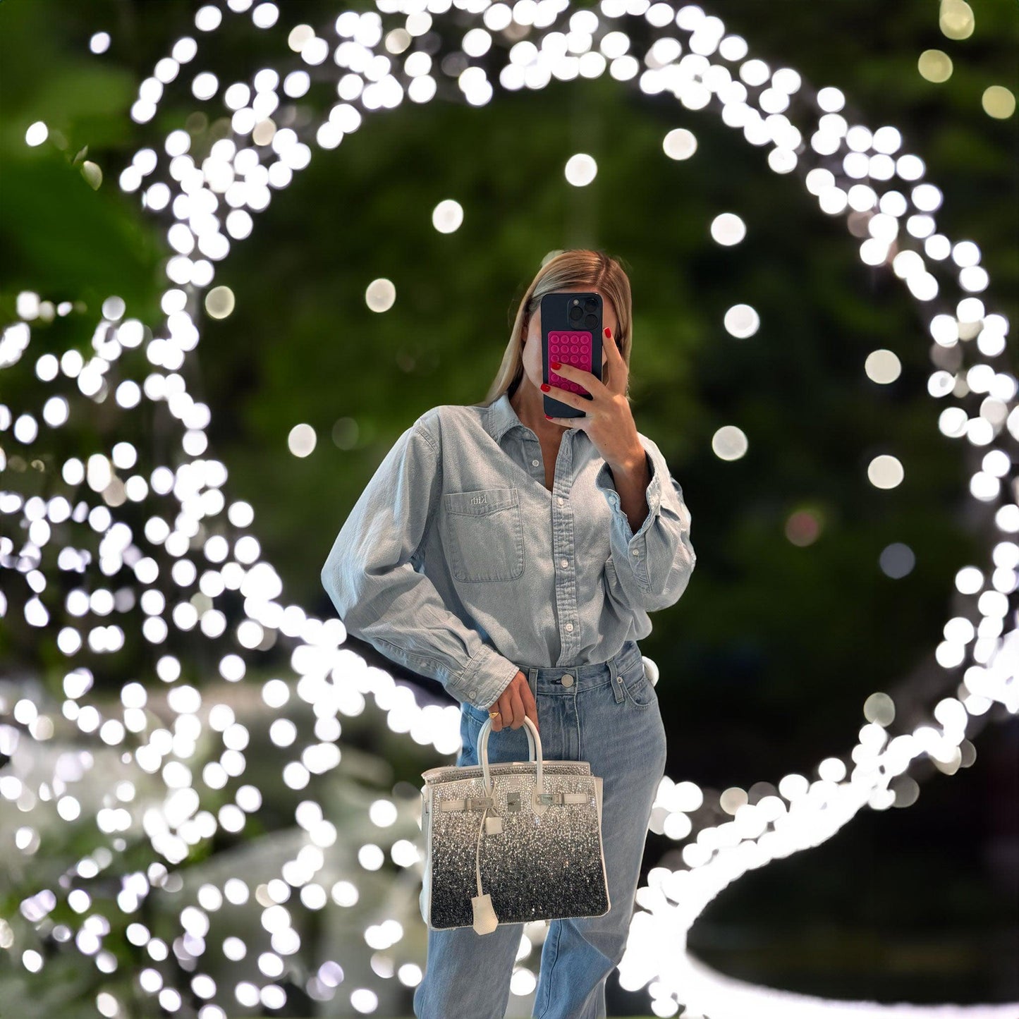 Hermès Custom Swarovski Crystal Birkin 25 White Epsom Palladium Hardware