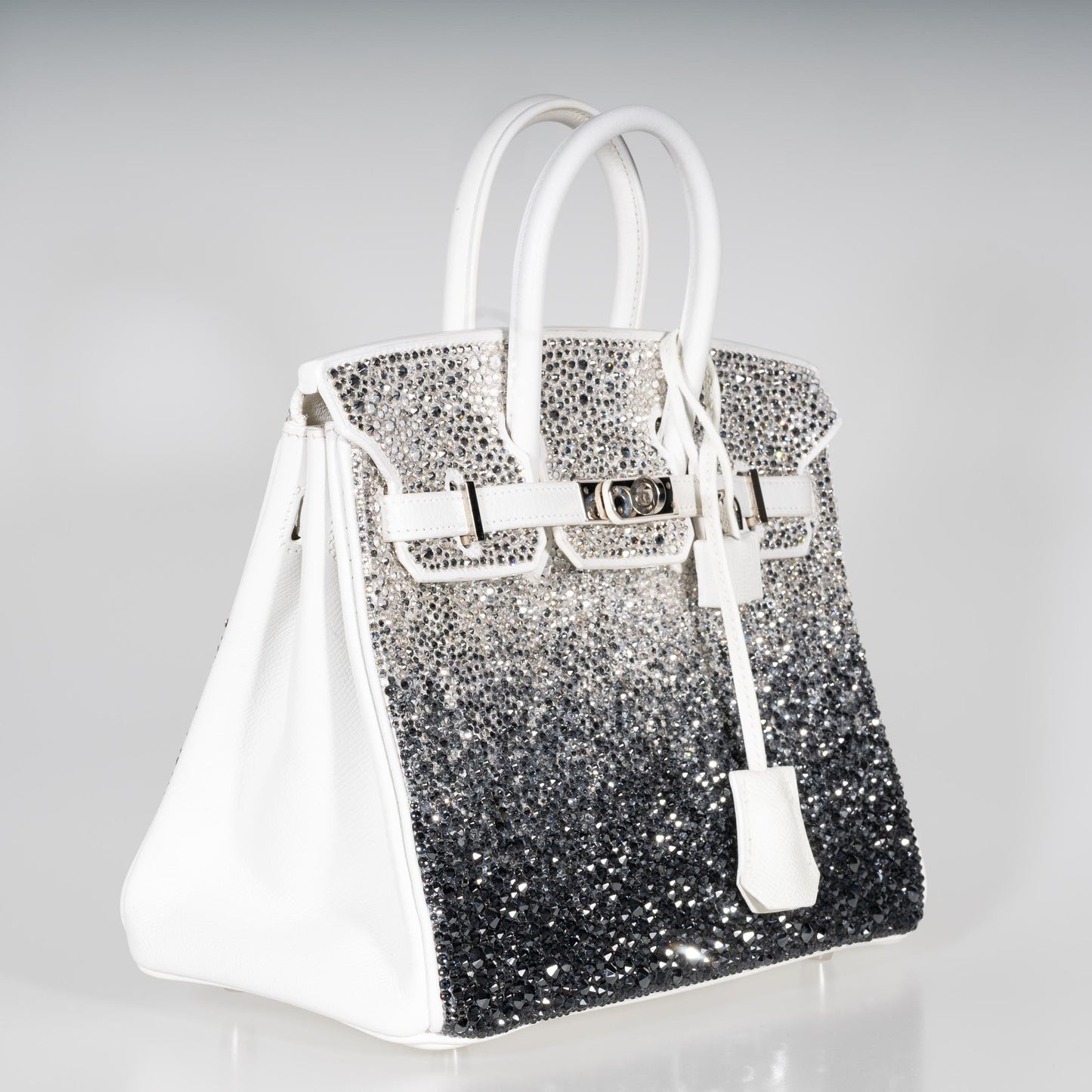 Hermès Custom Swarovski Crystal Birkin 25 White Epsom Palladium Hardware