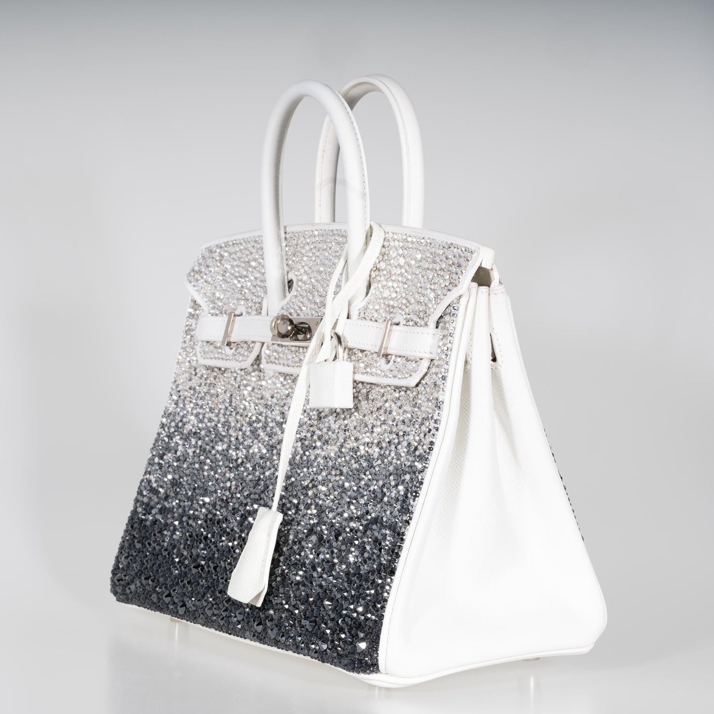 Hermès Custom Swarovski Crystal Birkin 25 White Epsom Palladium Hardware