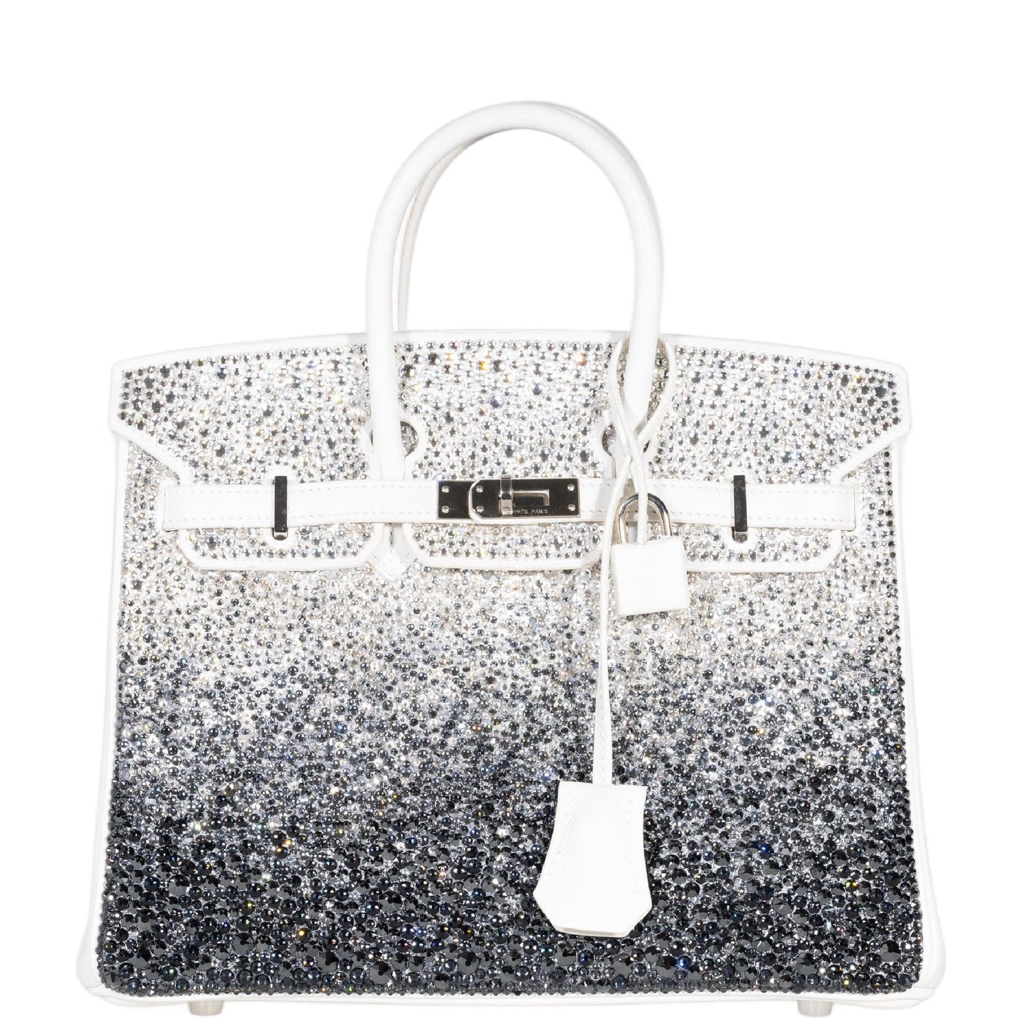 Hermès Custom Swarovski Crystal Birkin 25 White Epsom Palladium Hardware