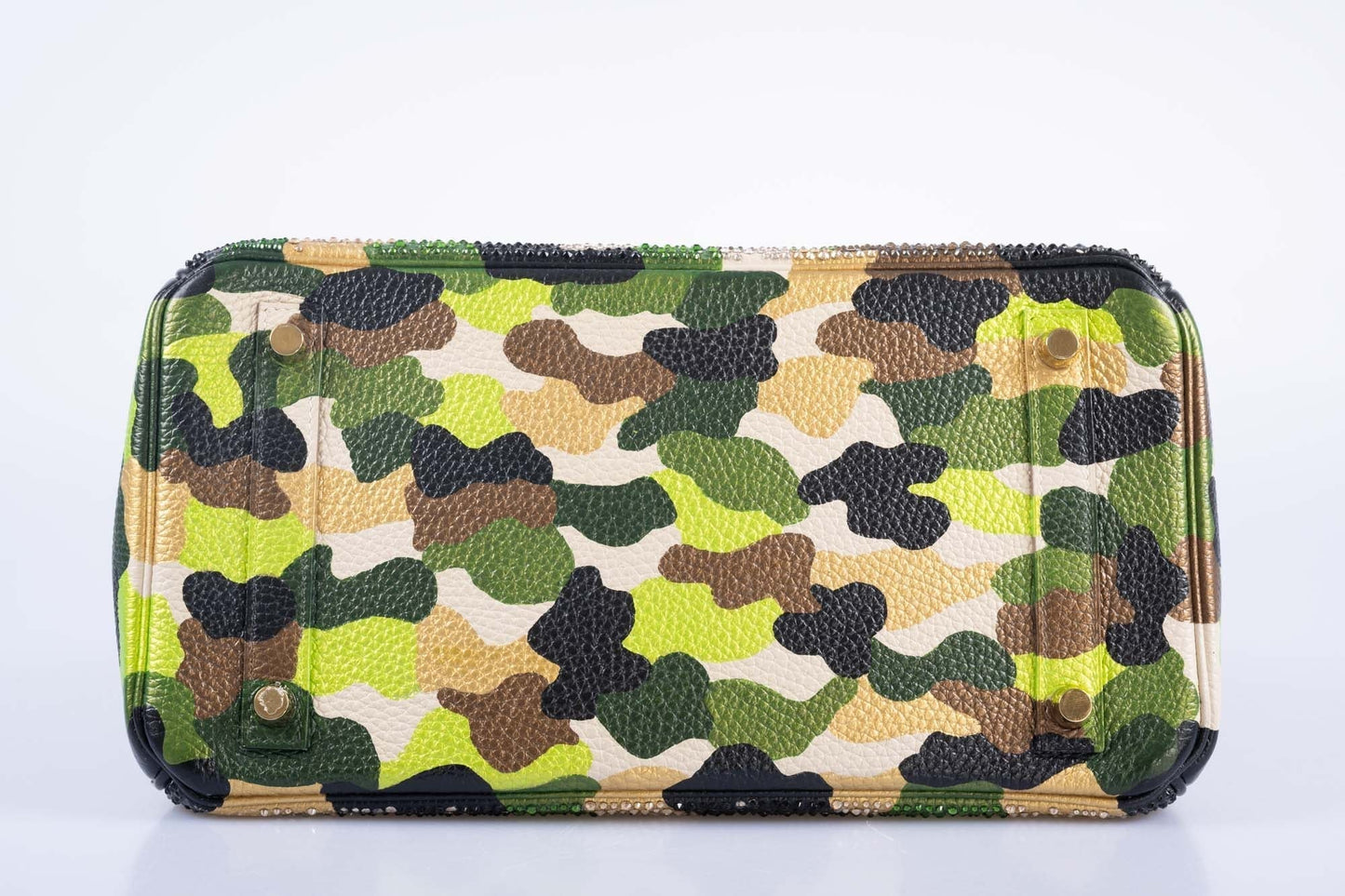 Hermès Custom Swarovski Crystal Camo Birkin 30 Green Togo Gold Hardware