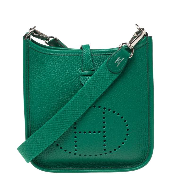 Hermes Mini Evelyne TPM in Green Clemence leather SHW