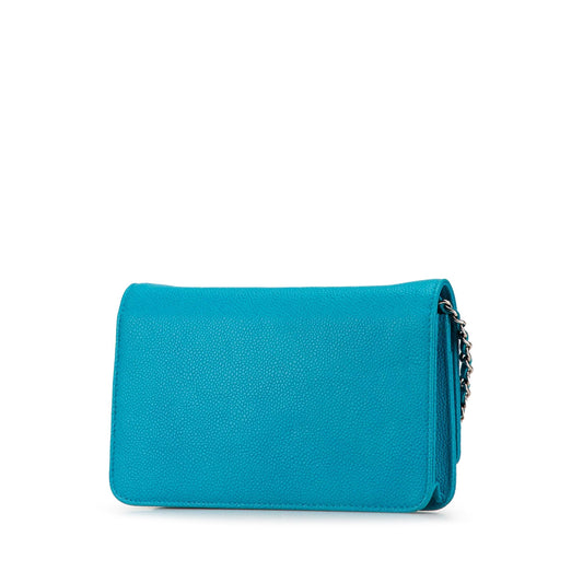 Blue Chanel Caviar Bicolor CC Wallet On Chain Crossbody Bag