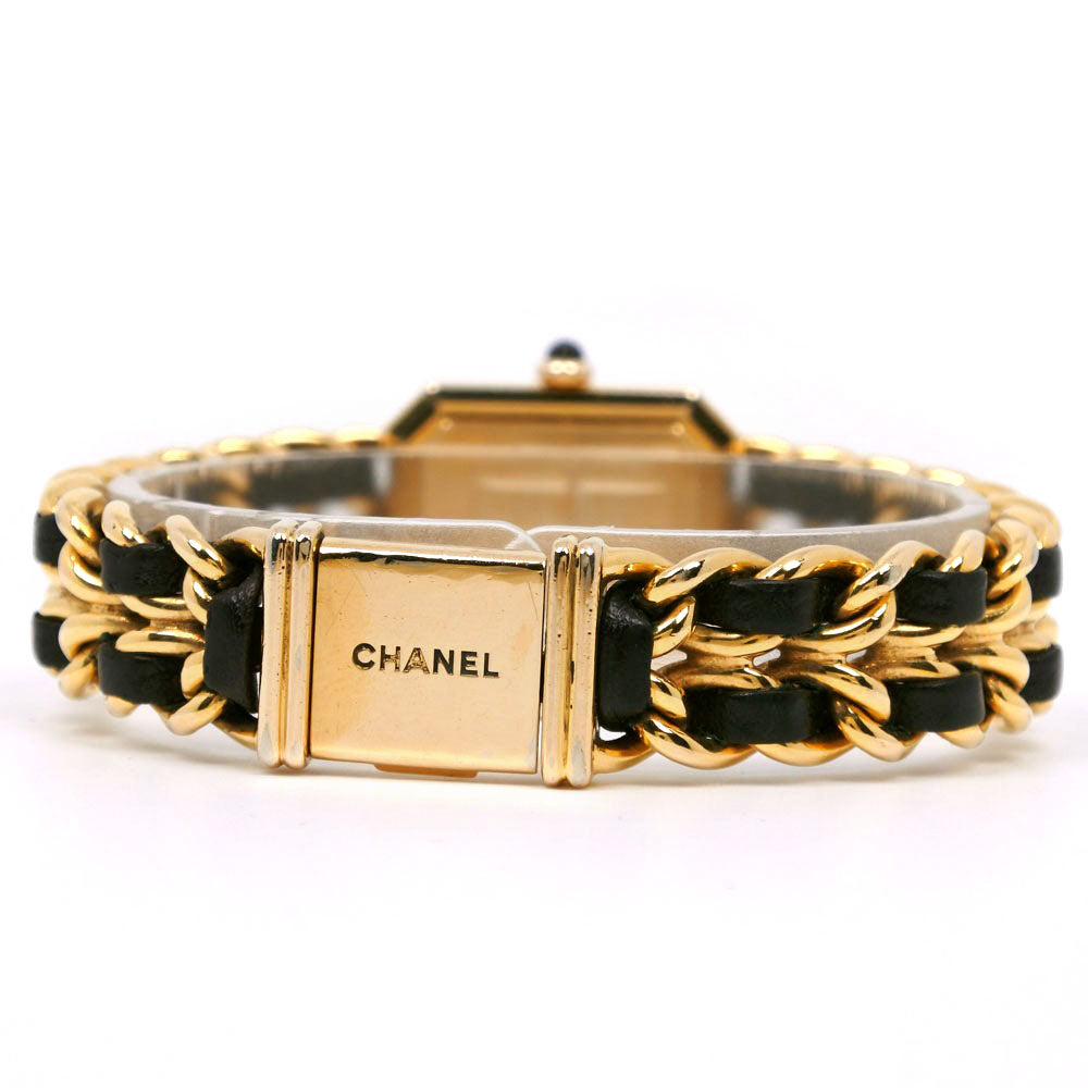 CHANEL Watches Quartz H0001 Plated Gold , Leather Black / gold Premiere L black dial Women Used