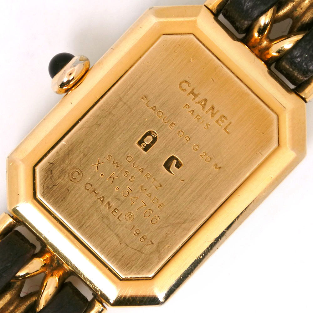 CHANEL Watches Quartz H0001 Plated Gold , Leather Black / gold Premiere L black dial Women Used