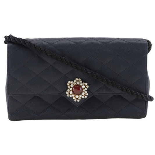 CHANEL Shoulder Bag Satin black