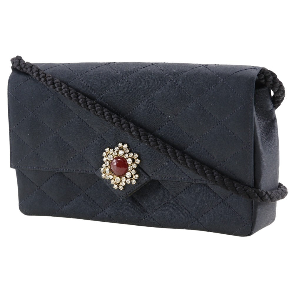 CHANEL Shoulder Bag Satin black