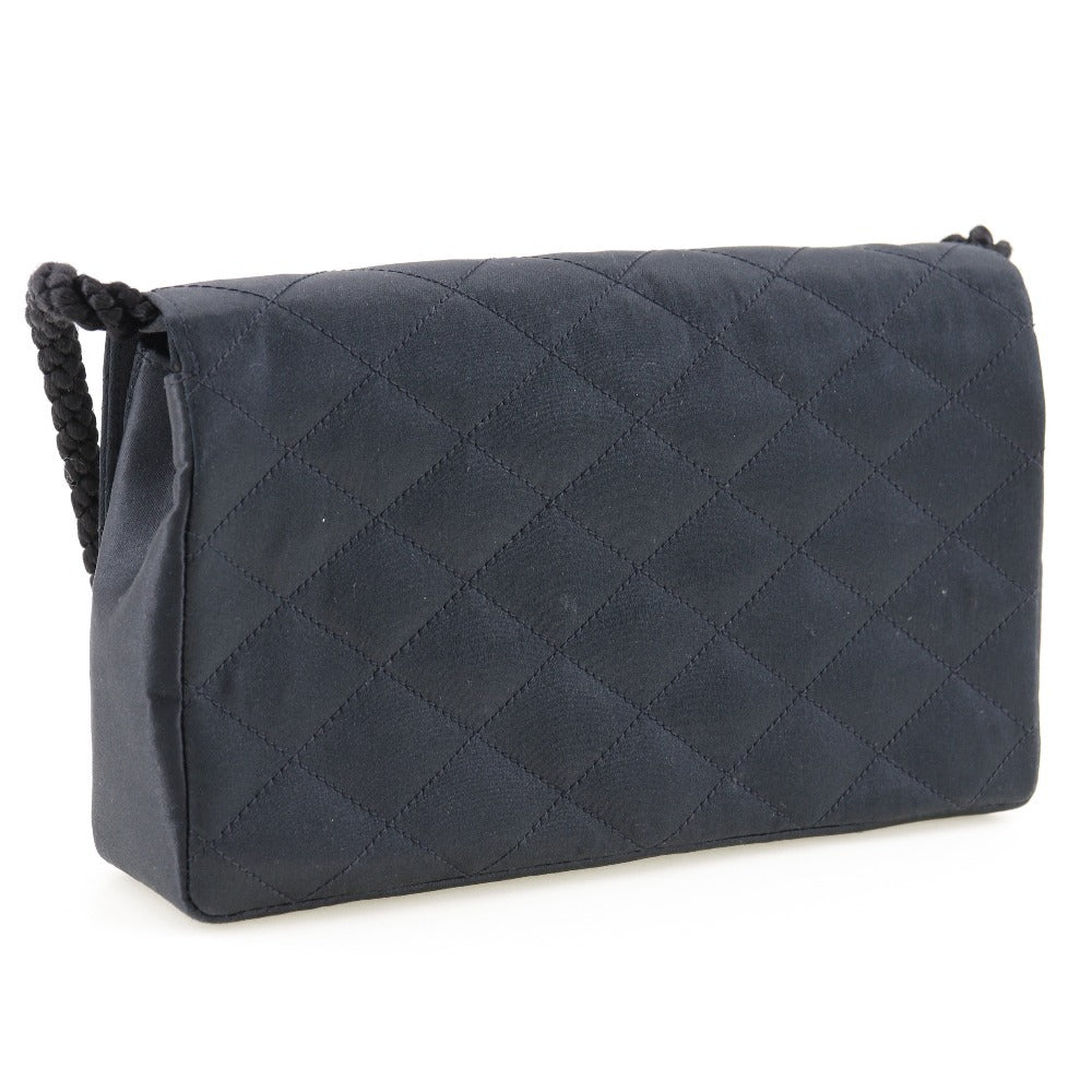 CHANEL Shoulder Bag Satin black