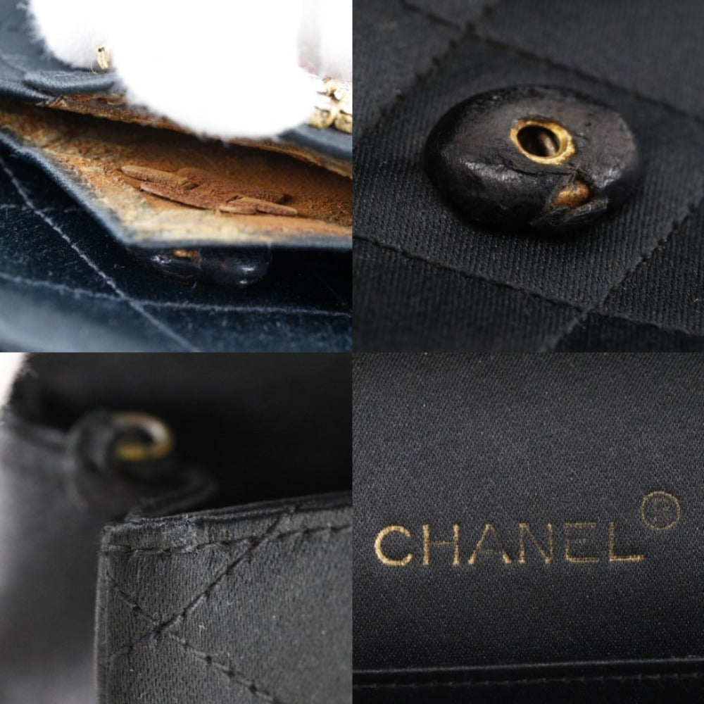 CHANEL Shoulder Bag Satin black