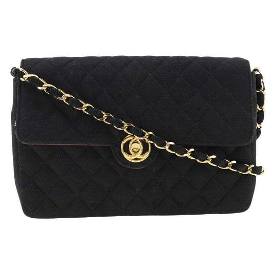 CHANEL Shoulder Bag cotton black ChainShoulder Women Used