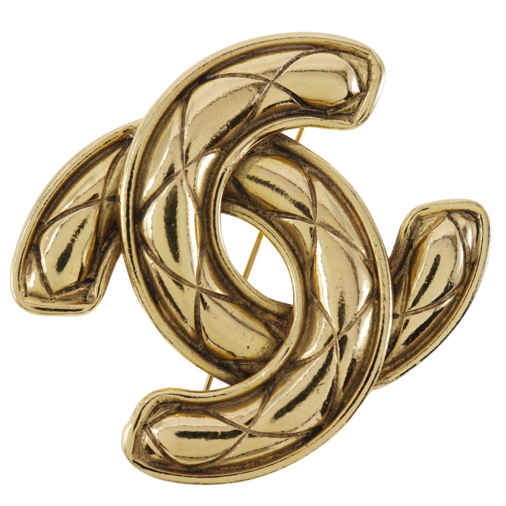 CHANEL Brooch Plated Gold gold Matrasse COCO Mark Women Used
