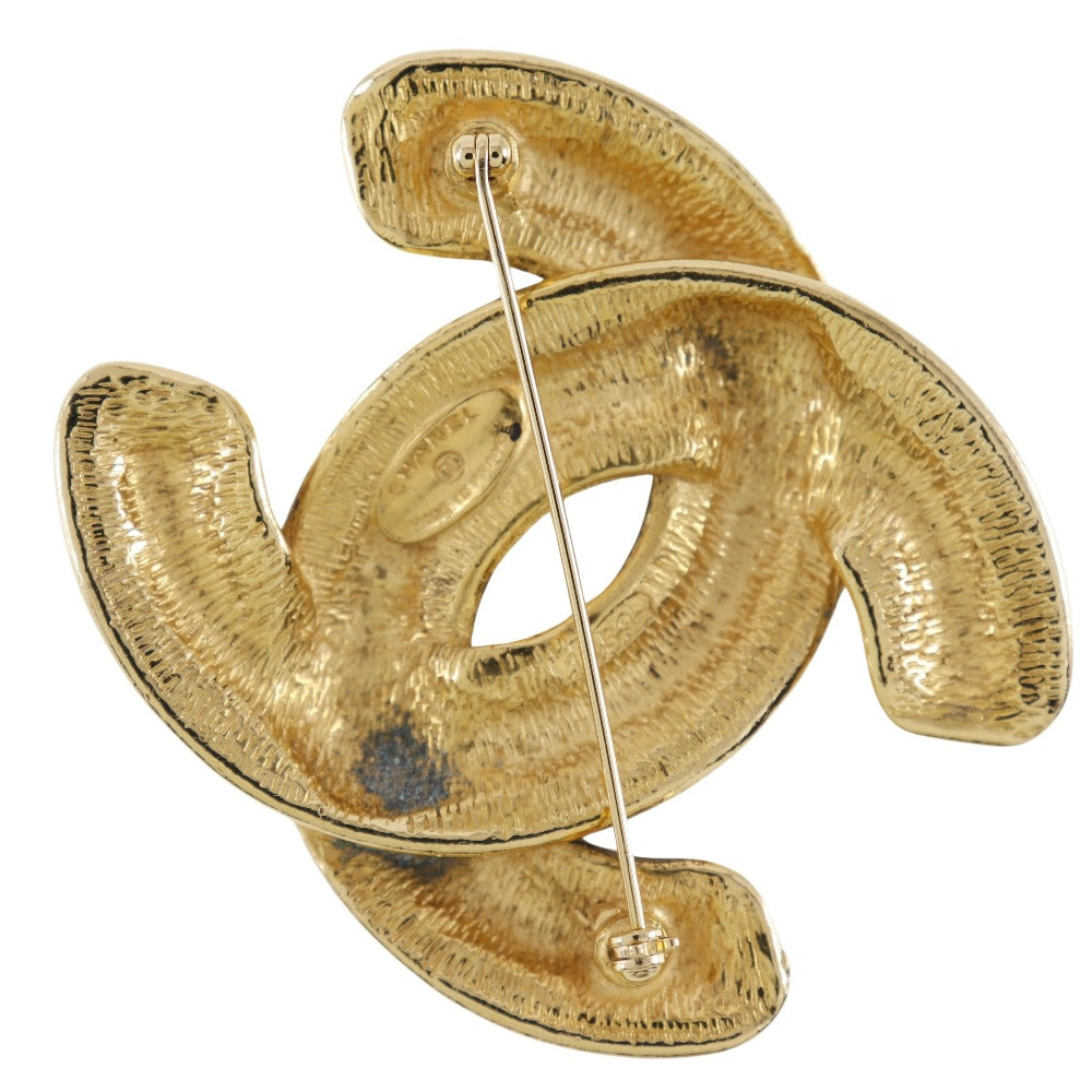 CHANEL Brooch Plated Gold gold Matrasse COCO Mark Women Used