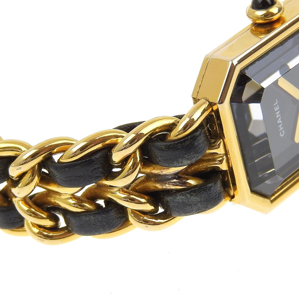 CHANEL Watches Quartz Plated Gold , Leather black Premiere L black dial