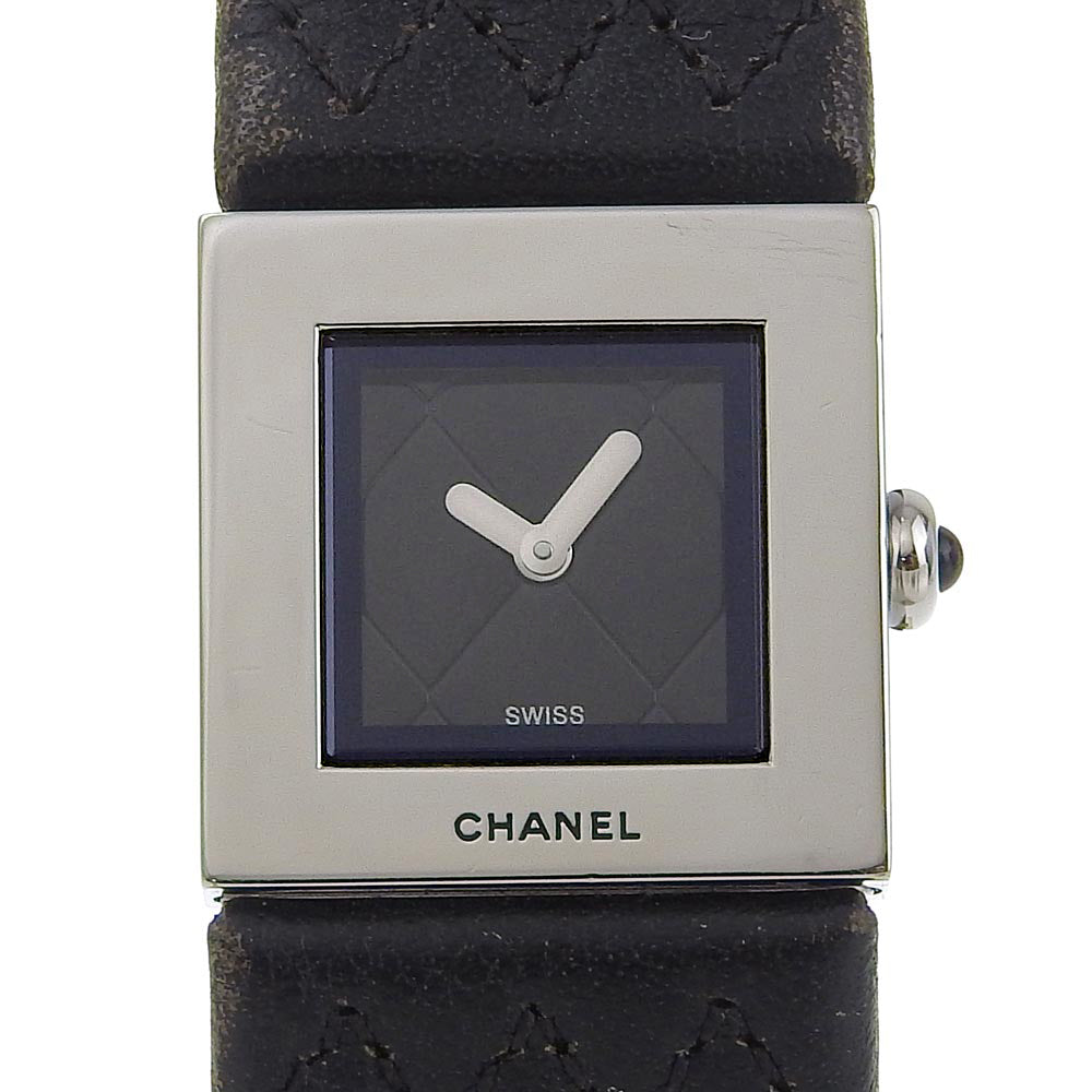 CHANEL Watches Quartz Stainless Steel , Leather black Matrasse black dial Women Used