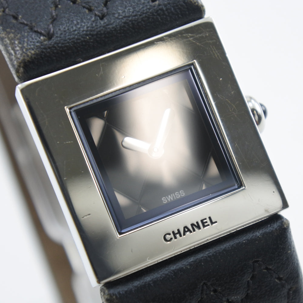 CHANEL Watches Quartz Stainless Steel , Leather black Matrasse black dial Women Used