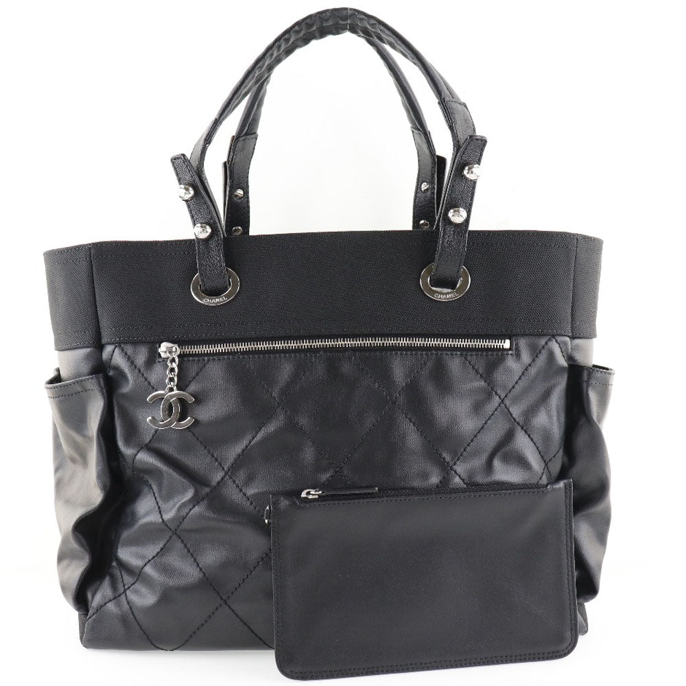 CHANEL Tote Bag A34210 PVC black Paris Biarritz GM Women Used