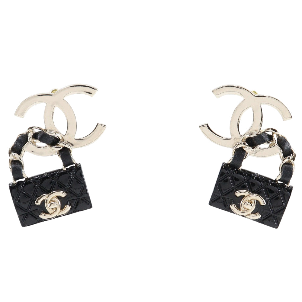 Chanel Coco Mark Matelasse Bag Motif Earrings