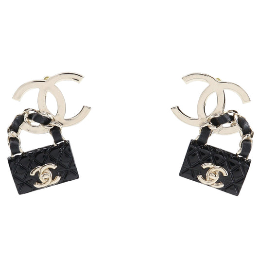 Chanel Coco Mark Matelasse Bag Motif Earrings