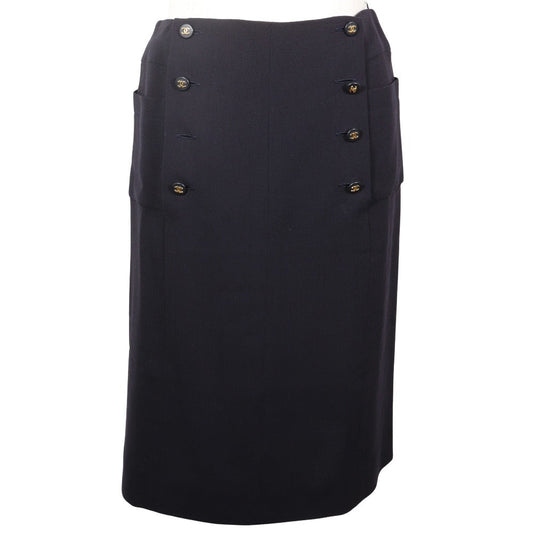 Chanel Coco Mark Double Button Wool Skirt