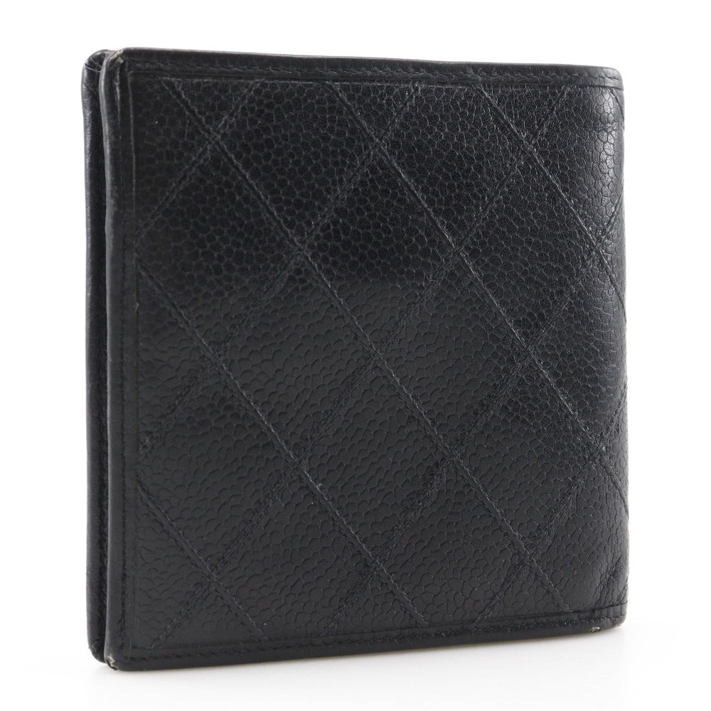 CHANEL Bifold Wallet Caviar skin black Women Used