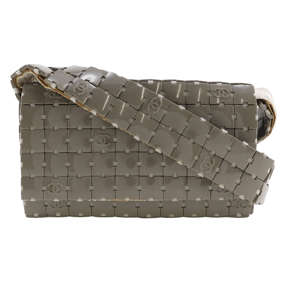 CHANEL Shoulder Bag Plastic, Canvas gray Puzzle Shoulder