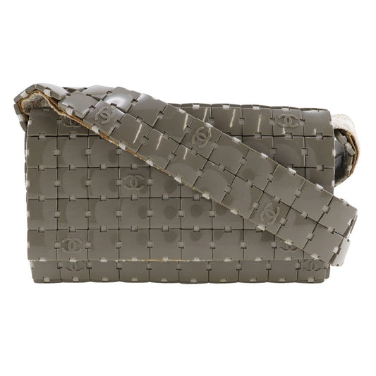 CHANEL Shoulder Bag Plastic, Canvas gray Puzzle Shoulder