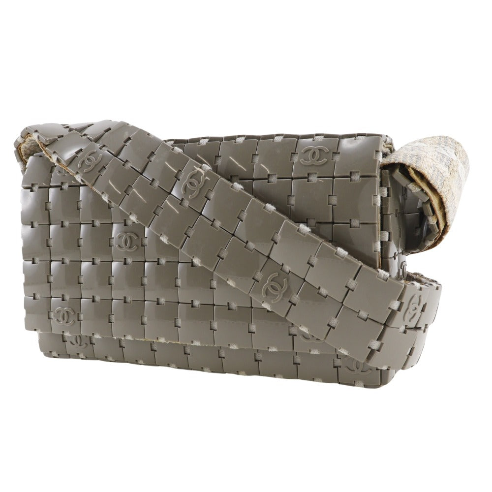 CHANEL Shoulder Bag Plastic, Canvas gray Puzzle Shoulder