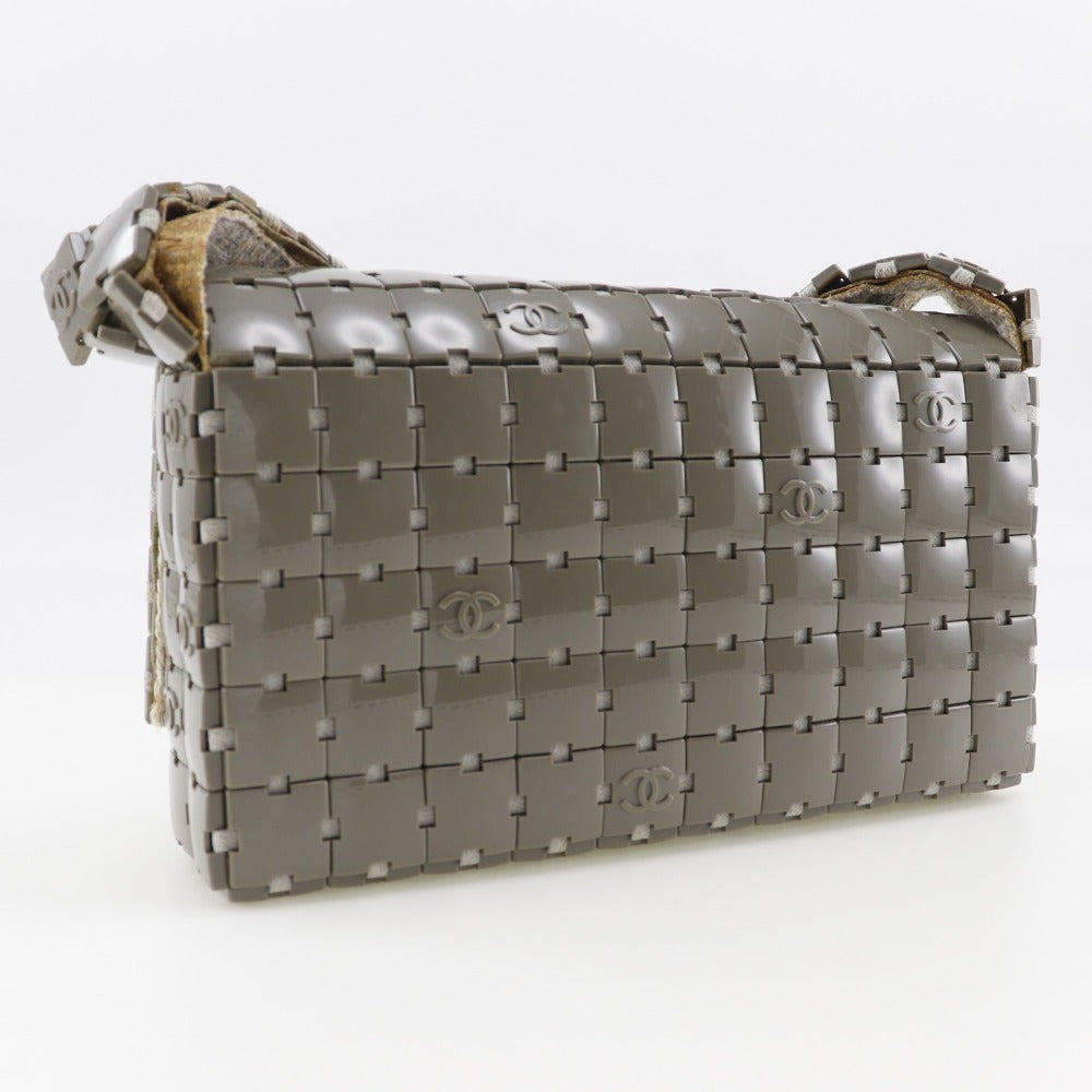 CHANEL Shoulder Bag Plastic, Canvas gray Puzzle Shoulder