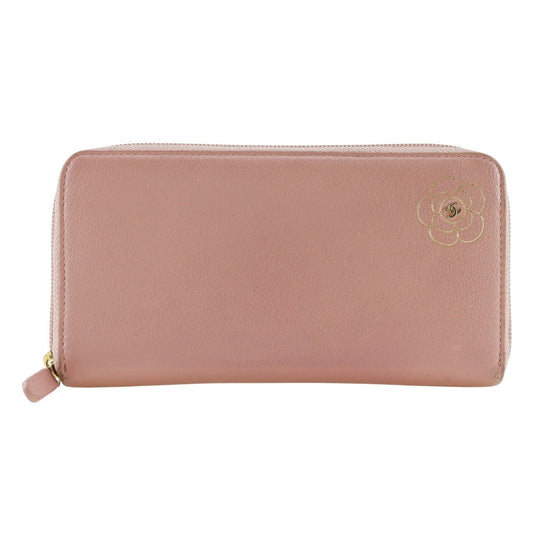 CHANEL Long Wallet Purse leather pink Women Used