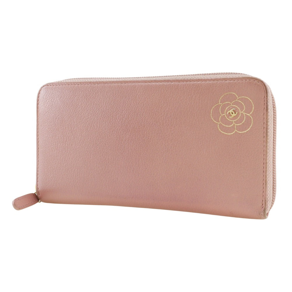 CHANEL Long Wallet Purse leather pink Women Used