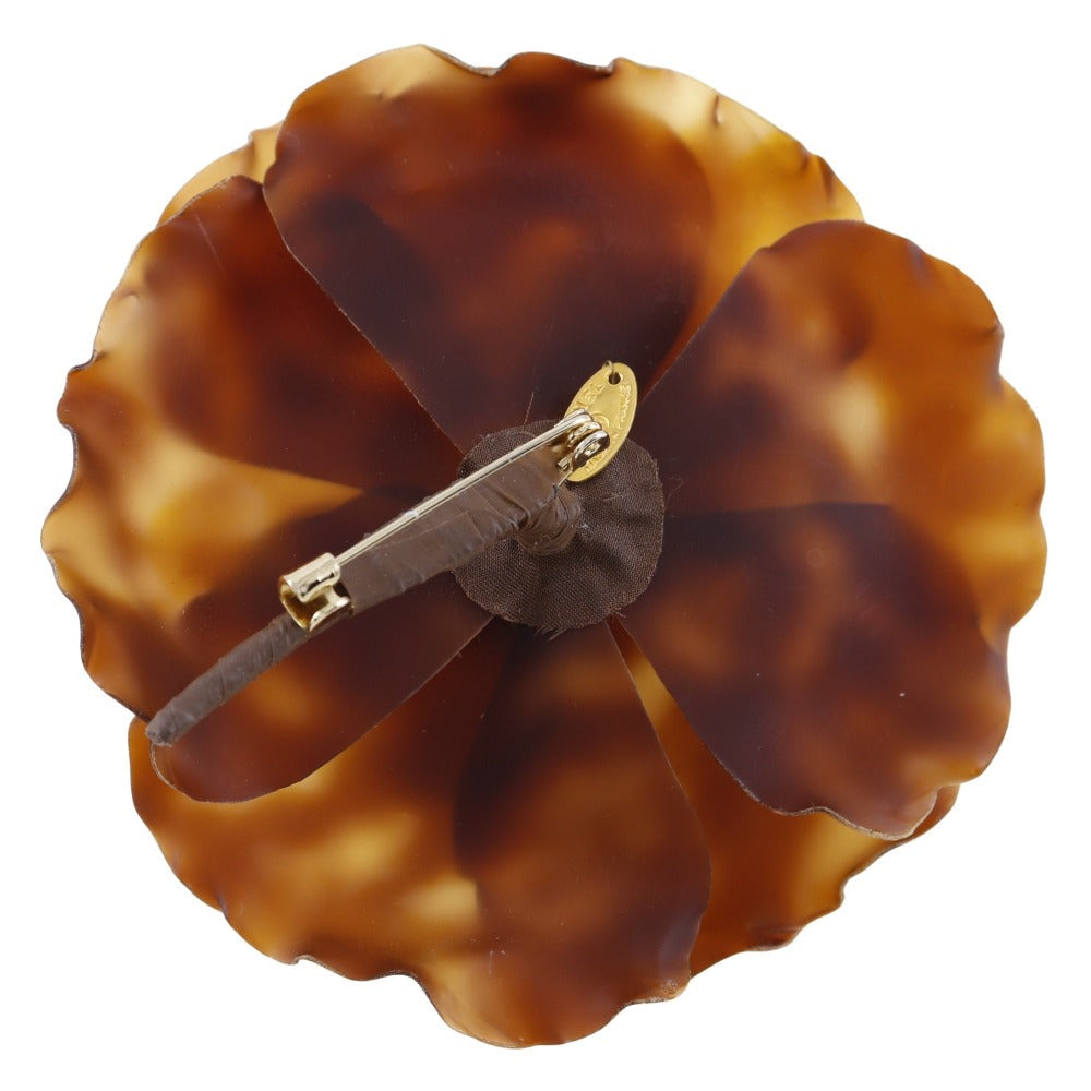 CHANEL Brooch enamel Brown Camelia Women Used