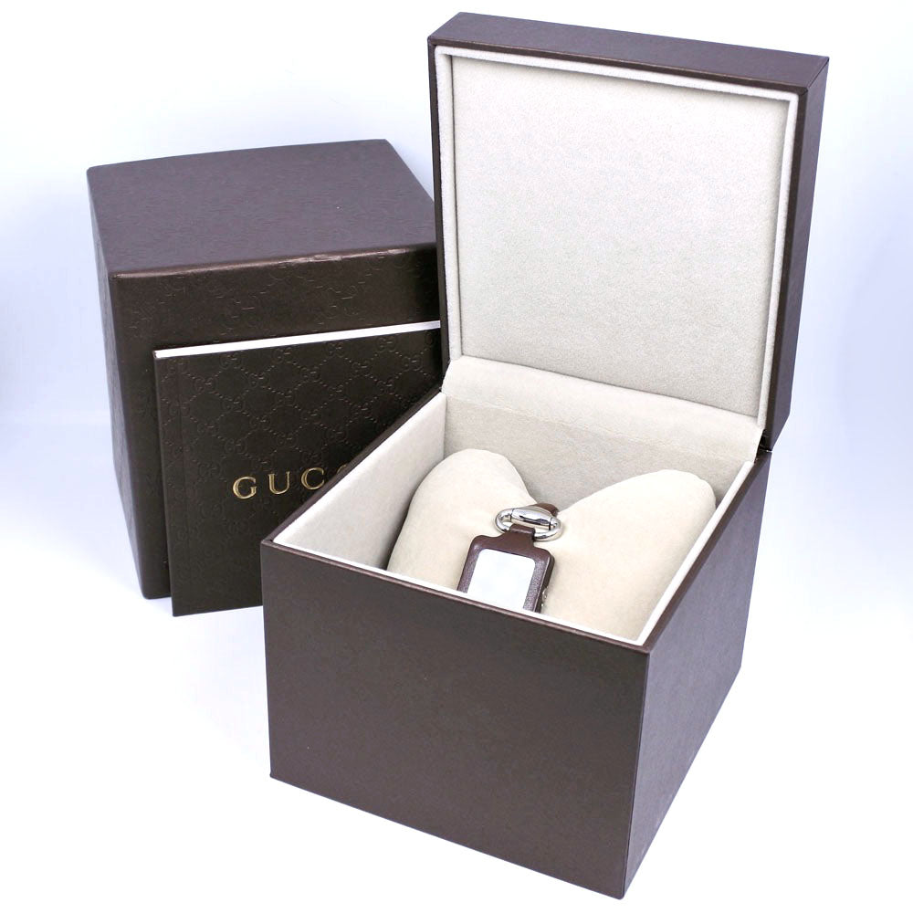 GUCCI Watches Quartz YA130.5 Stainless Steel , Leather Silver Square face Brown dial mens Used