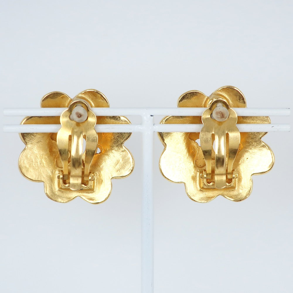 CHANEL Earring Plated Gold gold vintage COCO Mark flour Women Used