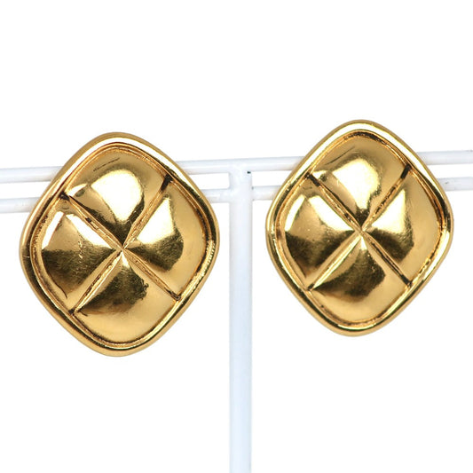 CHANEL Earring Plated Gold gold vintage Matrasse Rhombus Women Used