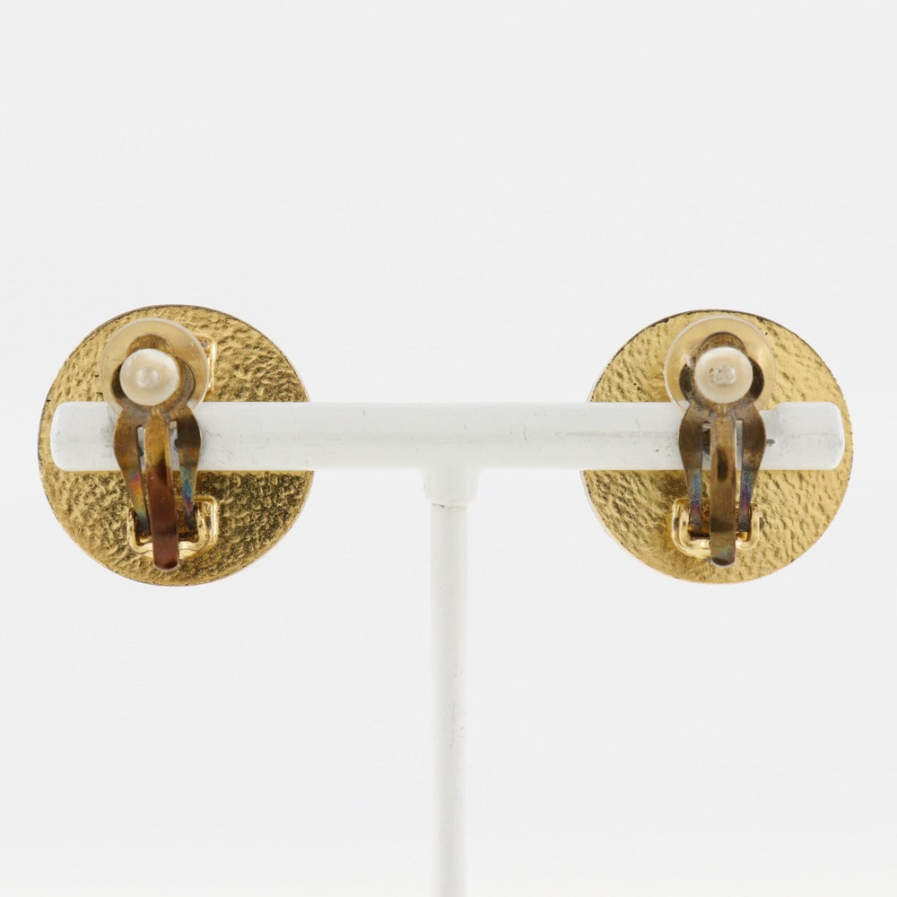 CHANEL Earring Plated Gold Red Women Used