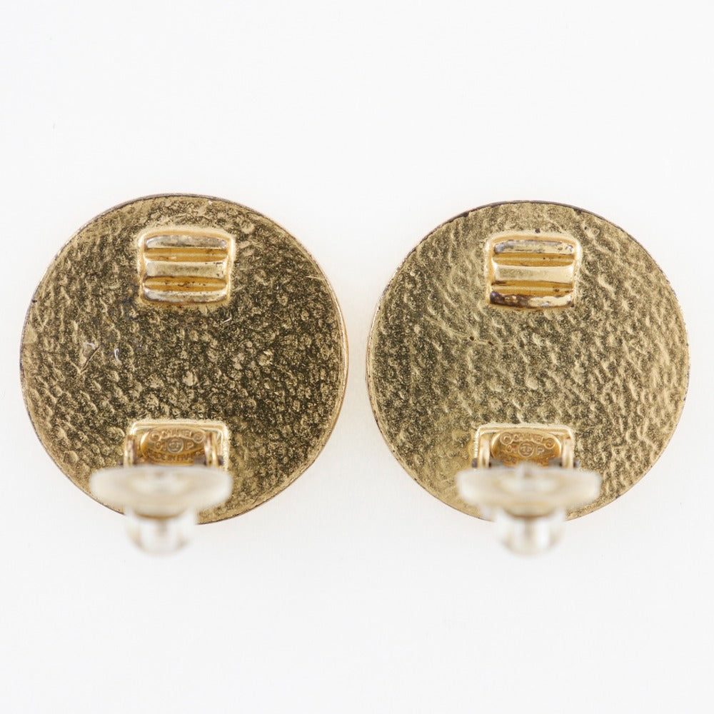 CHANEL Earring Plated Gold Red Women Used