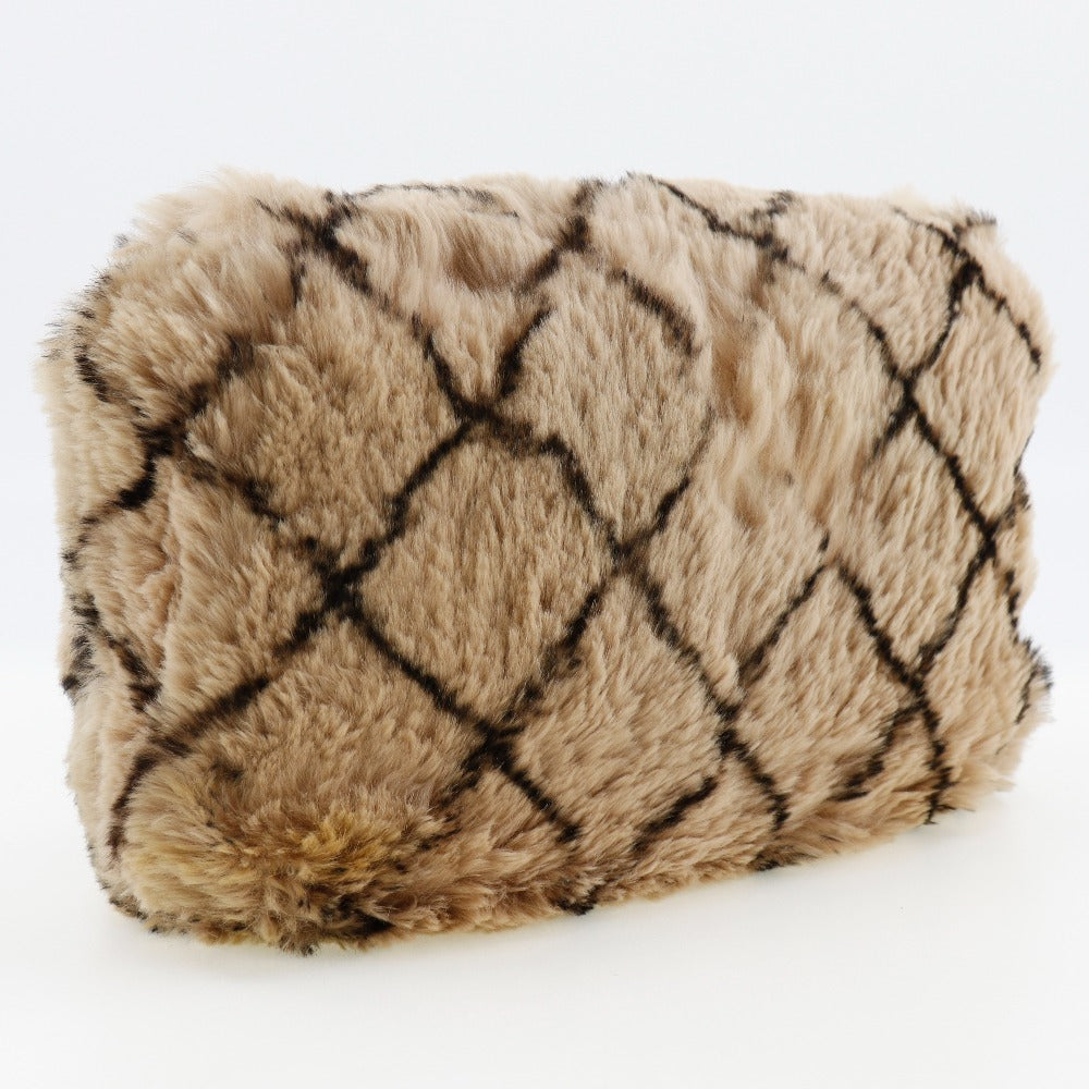 CHANEL Shoulder Bag Fur, Leather beige Matrasse ChainShoulder