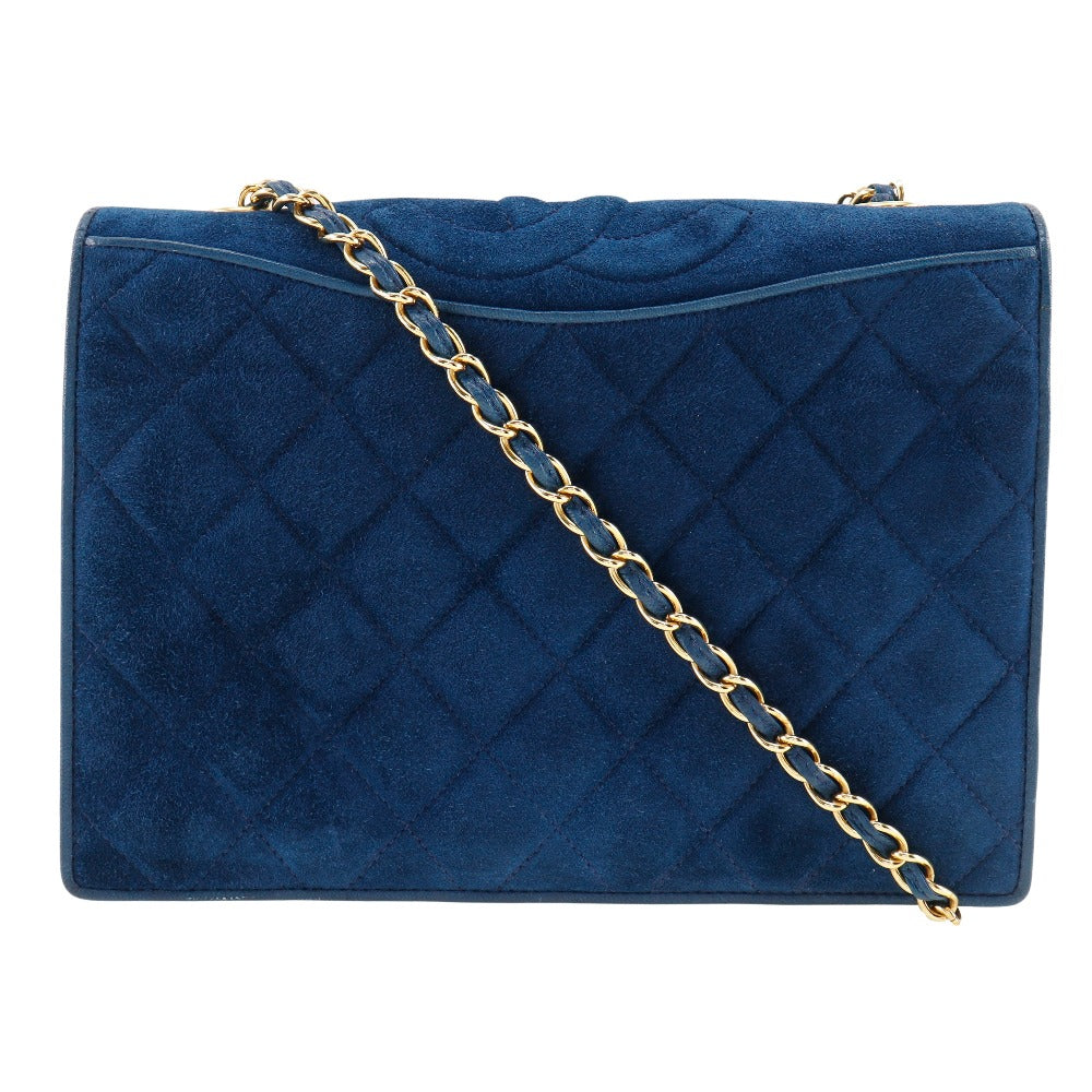 CHANEL Shoulder Bag Suede deep blue ChainShoulder