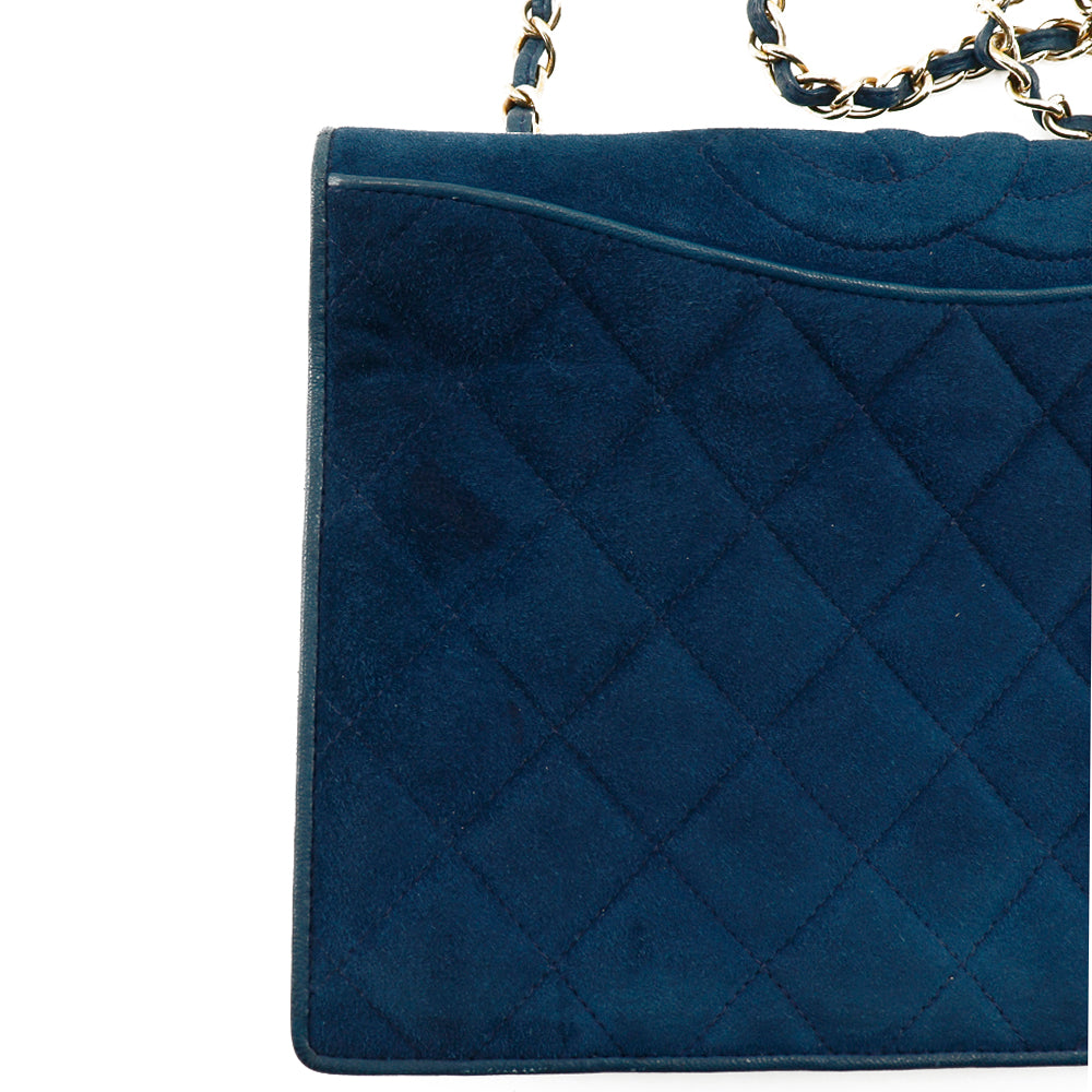 CHANEL Shoulder Bag Suede deep blue ChainShoulder