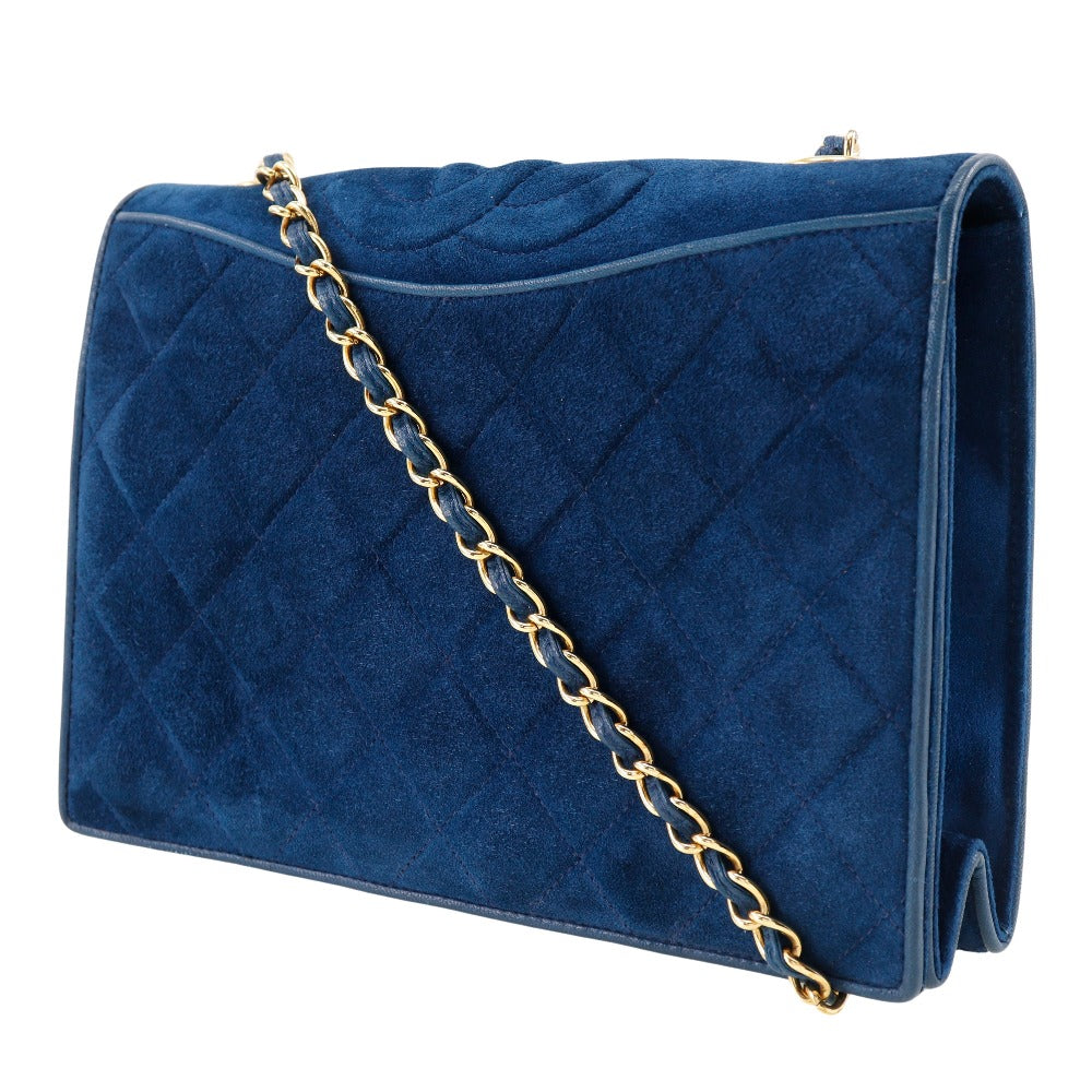 CHANEL Shoulder Bag Suede deep blue ChainShoulder