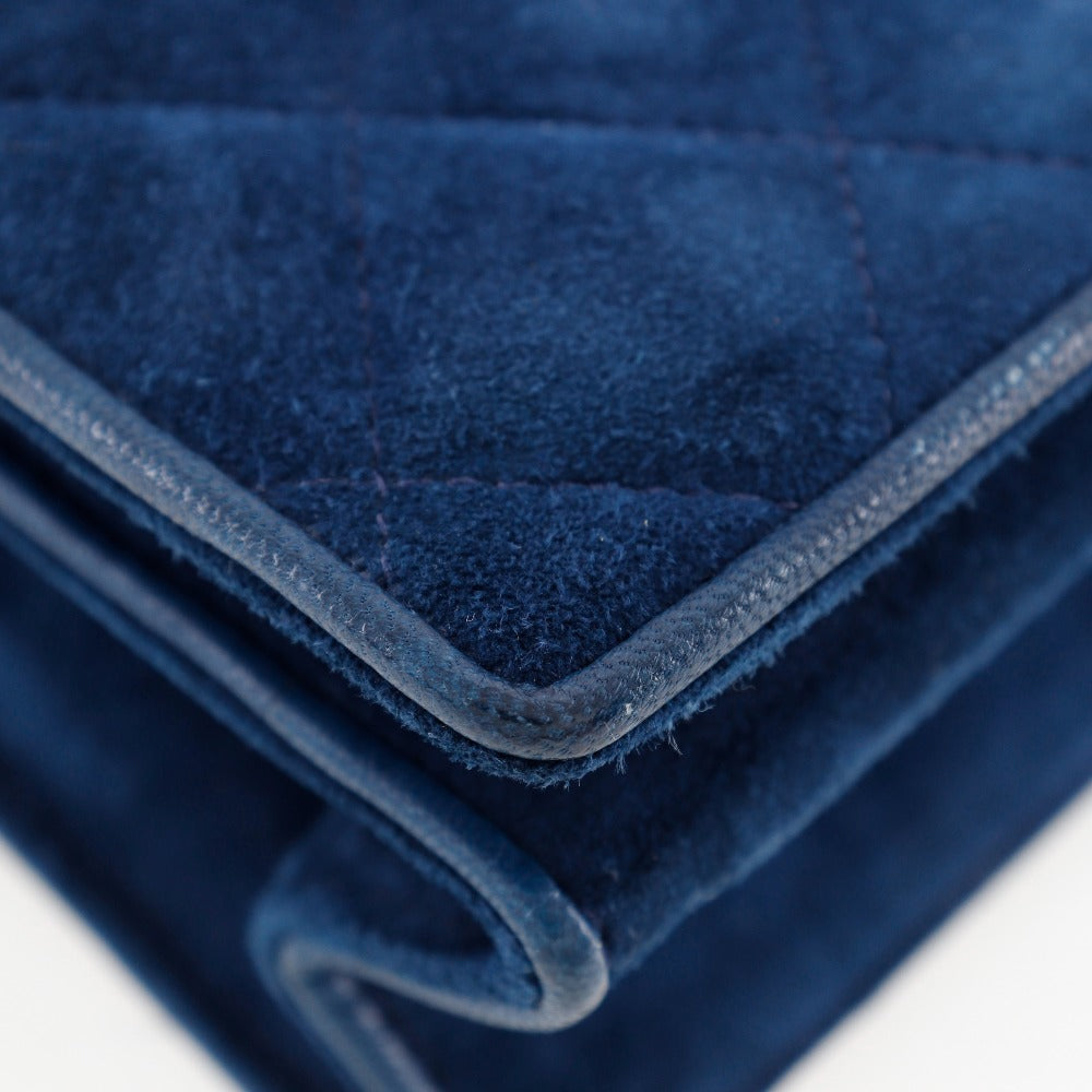 CHANEL Shoulder Bag Suede deep blue ChainShoulder