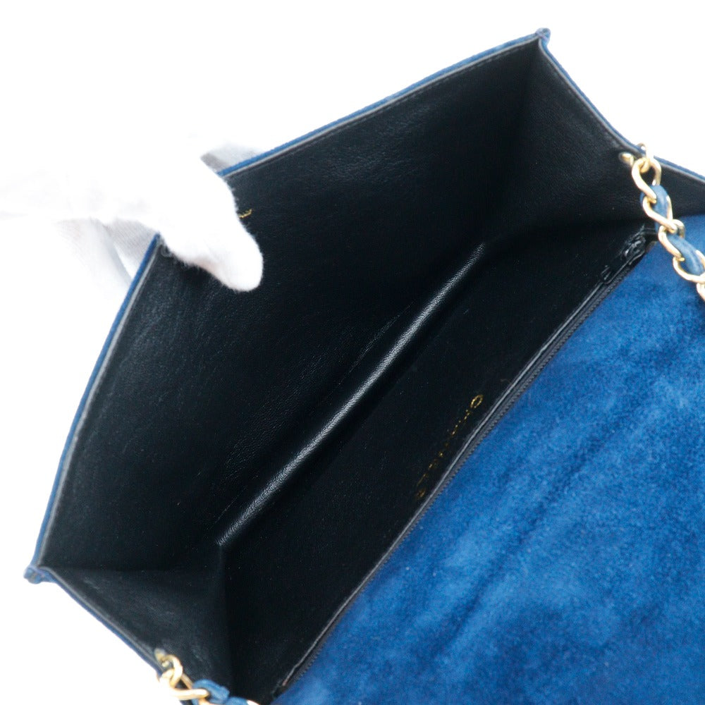 CHANEL Shoulder Bag Suede deep blue ChainShoulder
