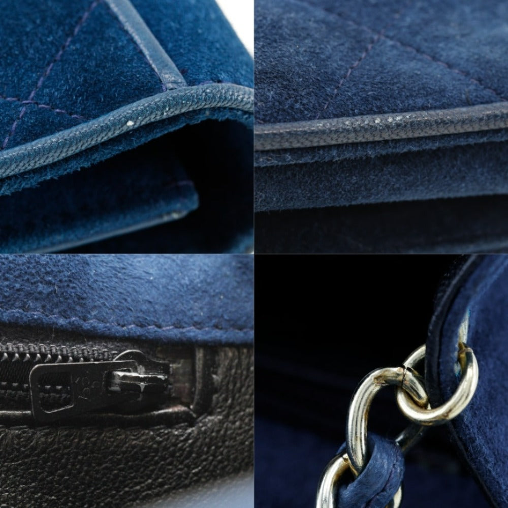 CHANEL Shoulder Bag Suede deep blue ChainShoulder
